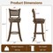 29 Inches Swivel Counter Height Barstool Set of 2 with Rattan Backrest and Footrest-Brown